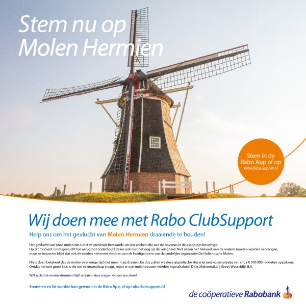 Nog 1 stem over? Twijfel niet en stem op Molen Hermien!